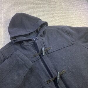 Gap Wool Blend Duffle Coat‎ Navy Blue Toggle Hooded Quilted Lined XL